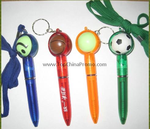 pen with lanyard, pen with ball