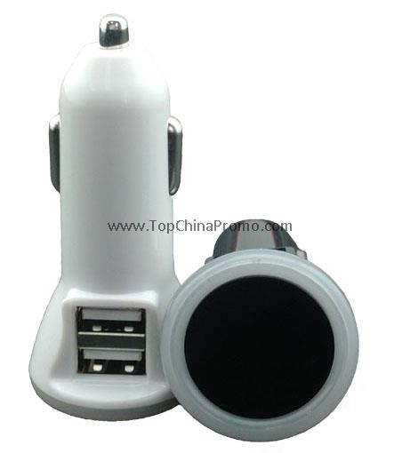 USB Car charger,dual ports,led light